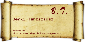 Berki Tarziciusz névjegykártya